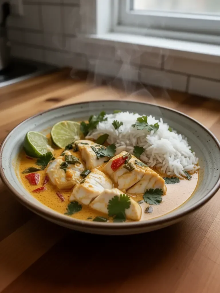 Easy Coconut Lime Fish Curry with Jasmine Rice