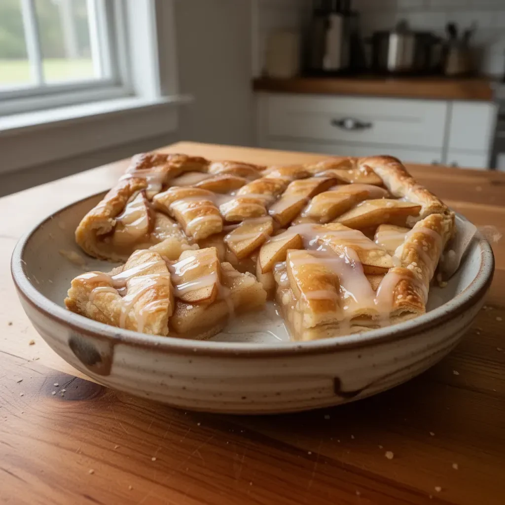 Delicious glazed apple slab pie with a golden crust and cinnamon apples