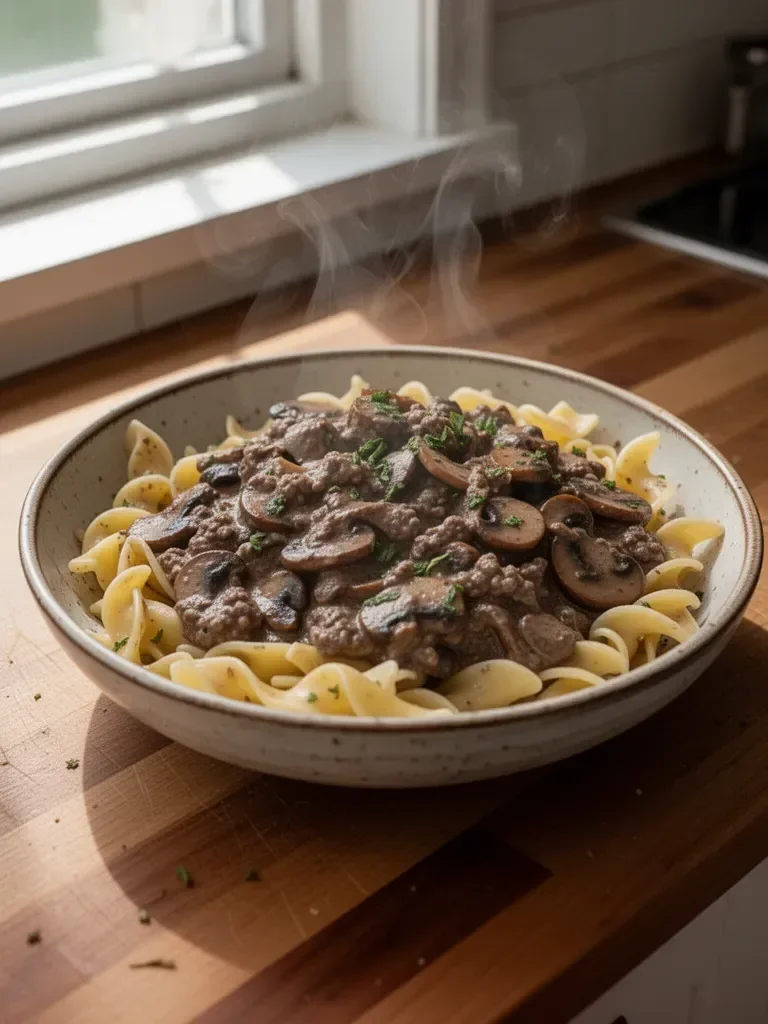 Ground Venison Stroganoff