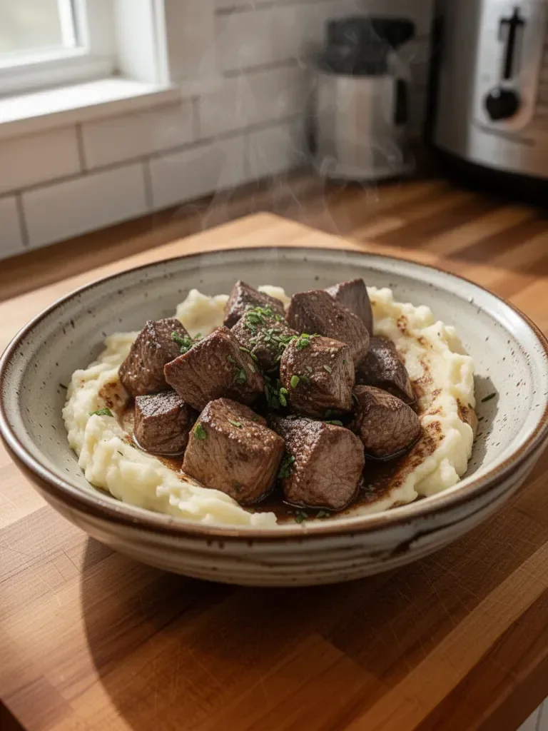 Healthy Crock Pot Garlic Butter Steak Bites