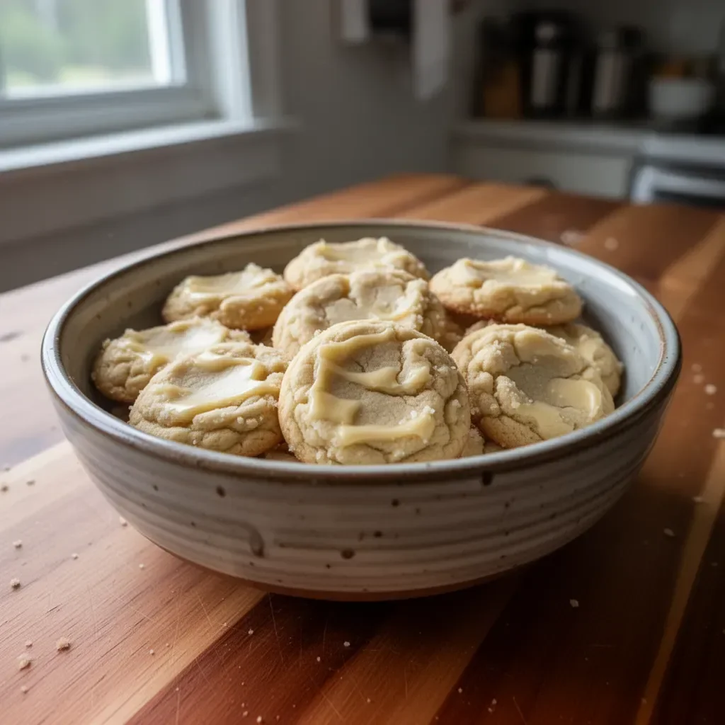 Plate of delicious Kentucky Butter Cake Cookies with a buttery glaze