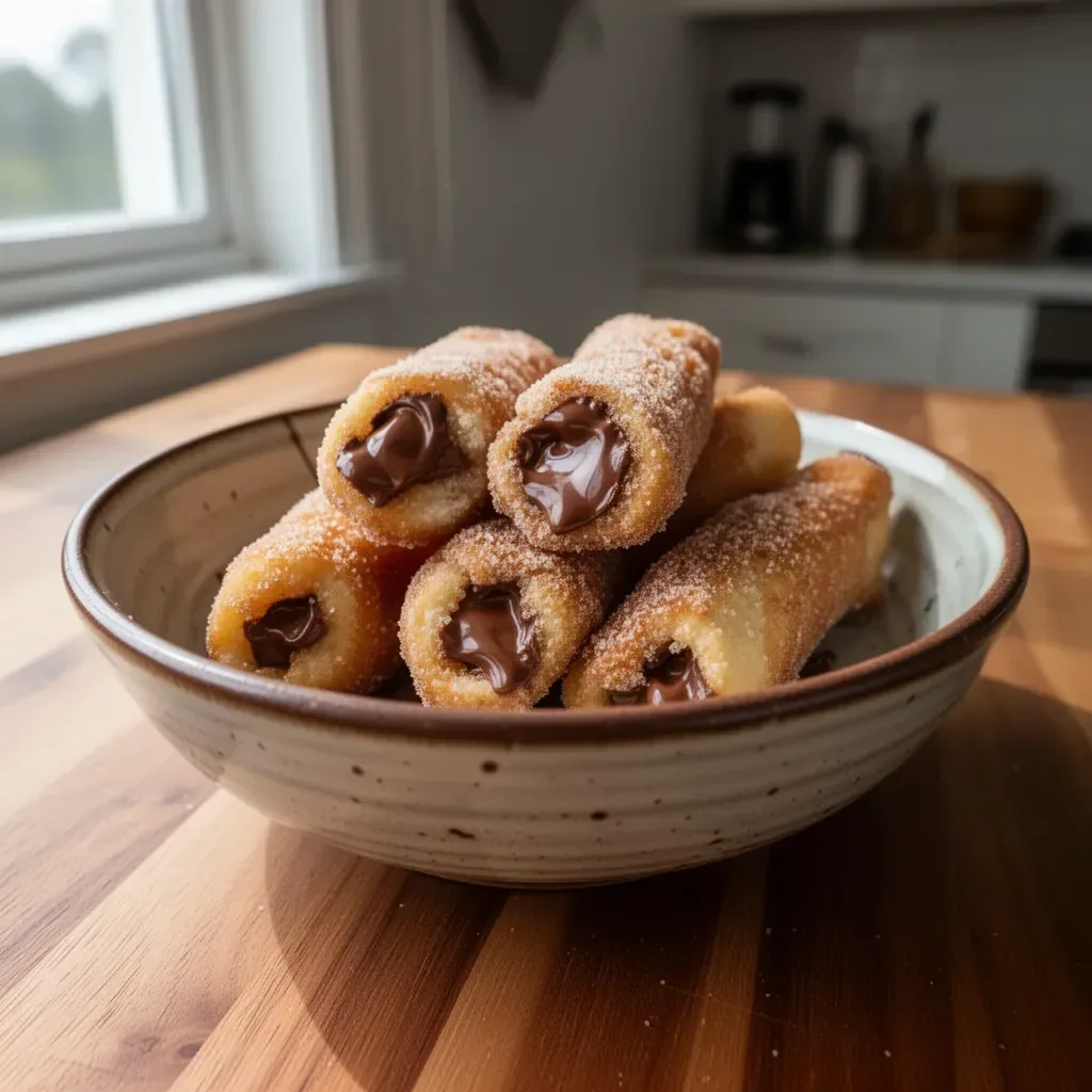 Delicious homemade churro bites filled with Nutella