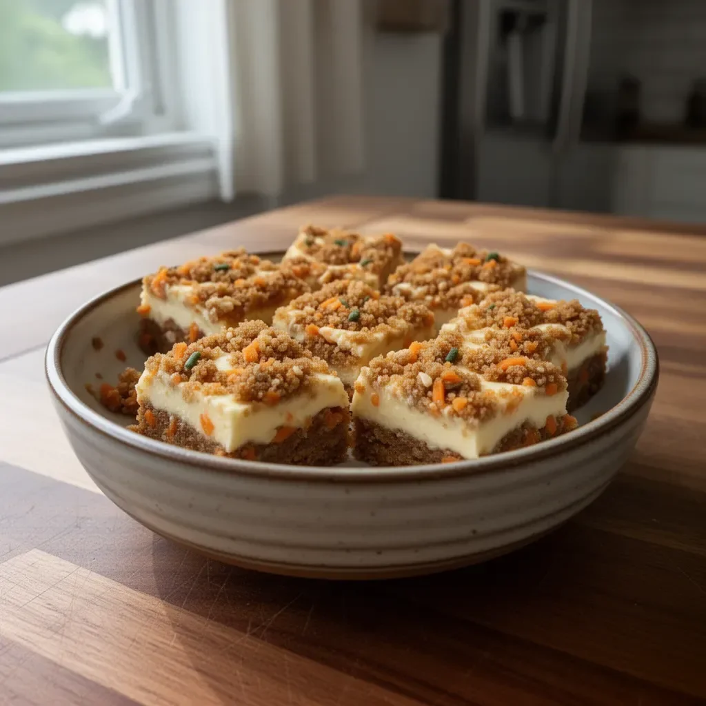 Irresistibly indulgent carrot cake cream cheese bars topped with frosting