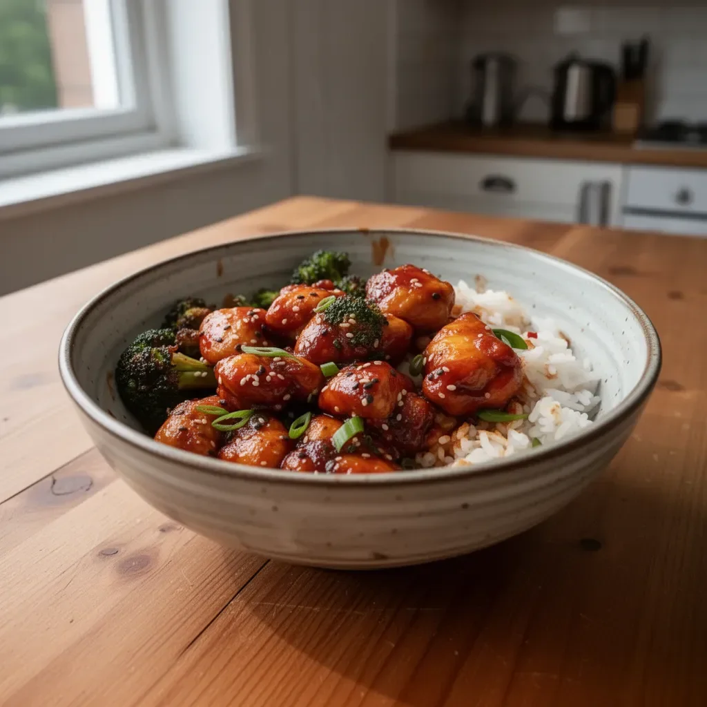 Delicious Korean Chicken served with traditional sides