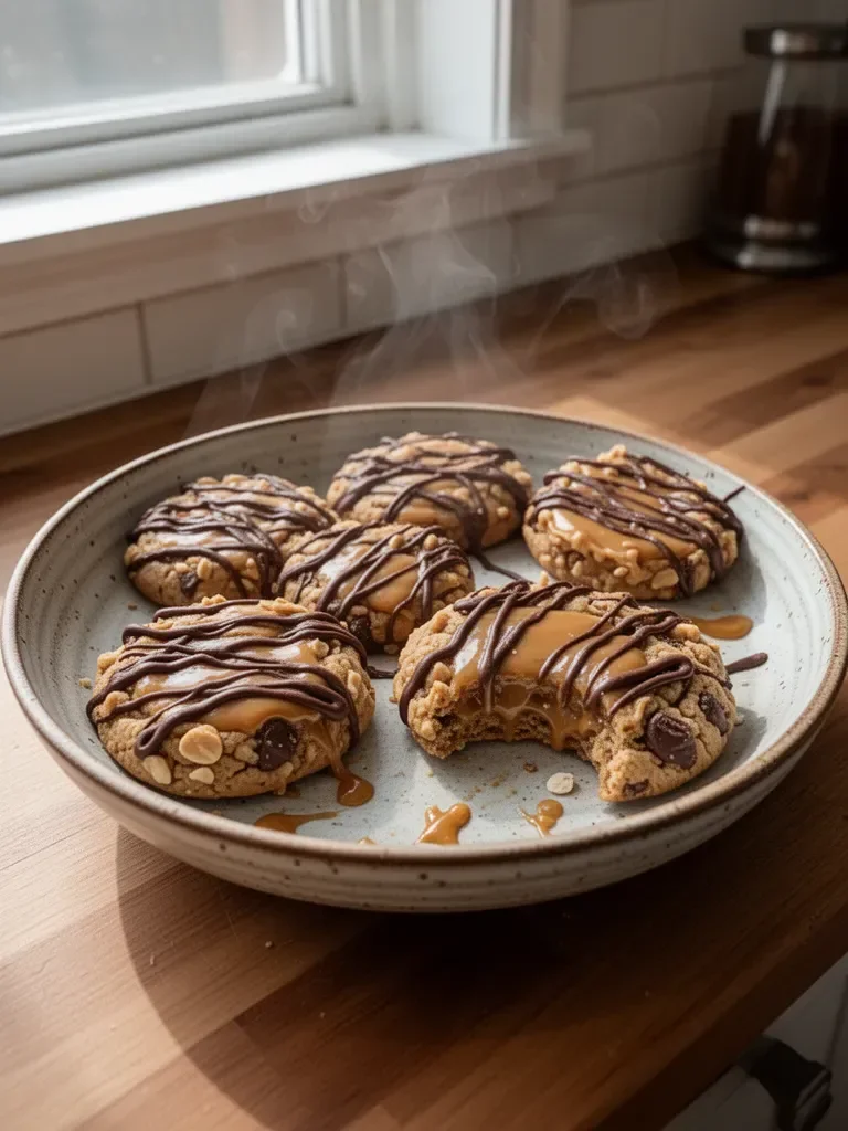 Peanut Butter Chocolate Caramel Cookies
