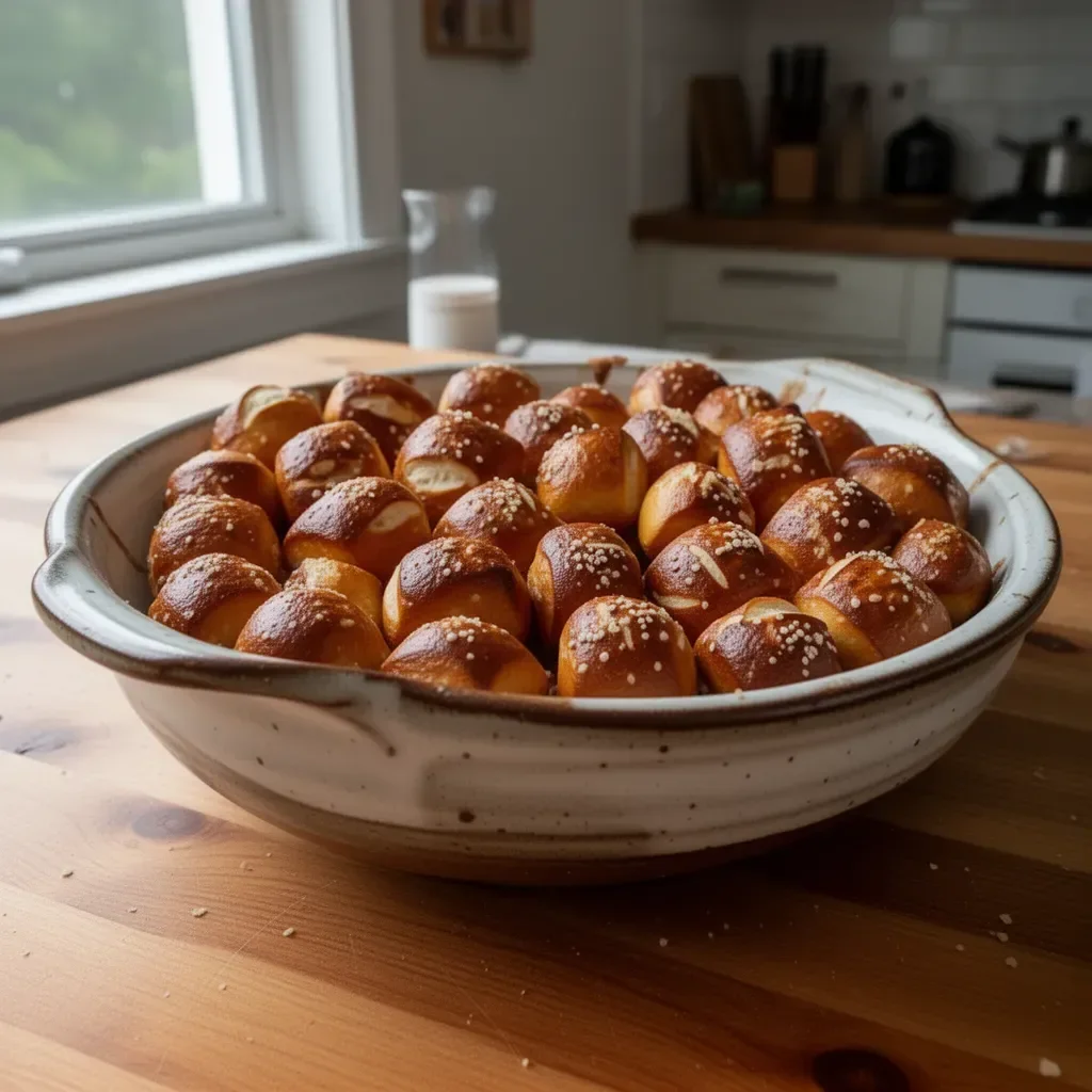 Delicious homemade pretzel bites ready for dipping and enjoying.