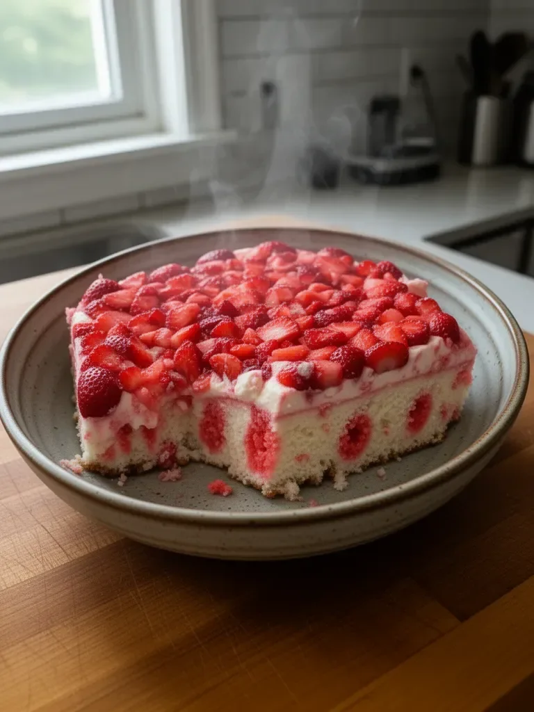Strawberry Cheesecake Poke Cake