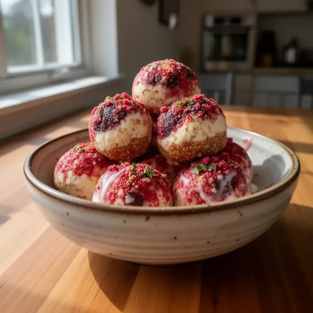 Strawberry Cheesecake Protein Balls - healthy snack idea